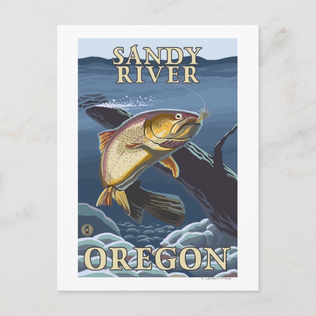 Trout Fishing Cross-Section - Sandy River, Orego Postcard (Front)