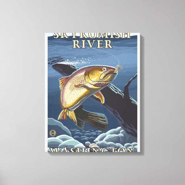 Trout Fishing Cross-Section - Skykomish River, Canvas Print (Front)