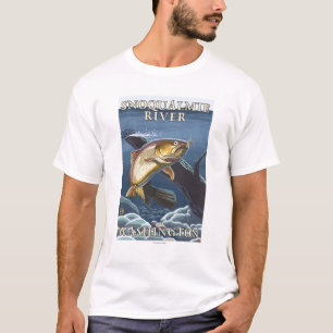 Trout Fishing Cross-Section - Snoqualmie River, T-Shirt