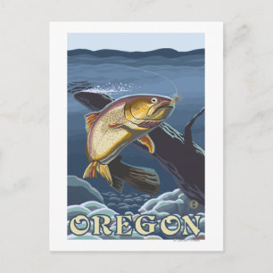 Trout Fishing Cross-Section- Vintage Travel 2 Postcard