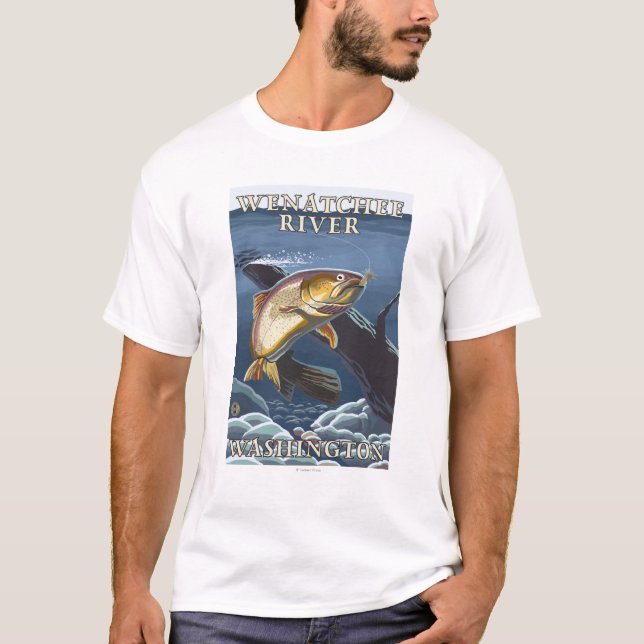 Trout Fishing Cross-Section - Wenatchee River, W T-Shirt (Front)