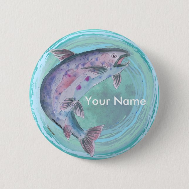 Trout Fishing custom pin button  (Front)
