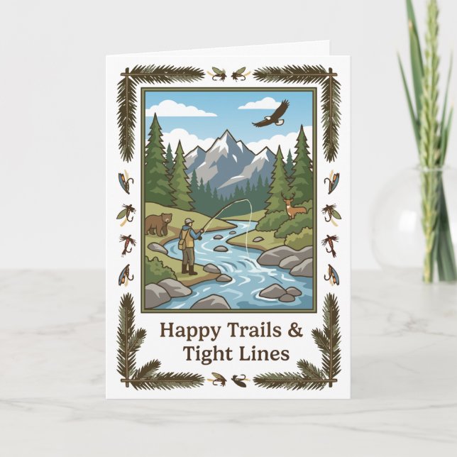 Trout fishing dad's birthday greeting card (Front)