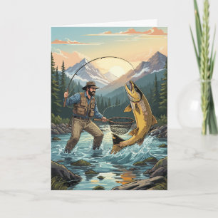 Trout fishing dad's birthday greeting card