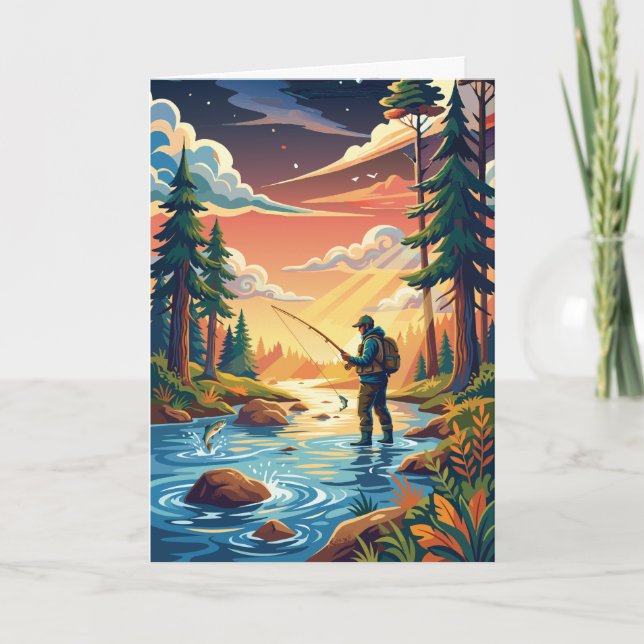 Trout fishing fathers day greeting card (Front)