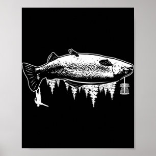 Trout Fishing Gift Disc Golf Fan Golfer Fisherman  Poster