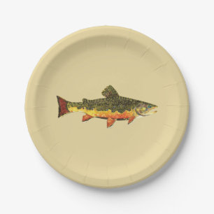 Trout Fishing Paper Plate