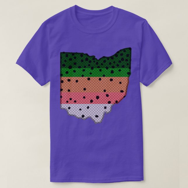 Trout Fishing Rainbow Trout Pattern Ohio State Map T-Shirt (Design Front)