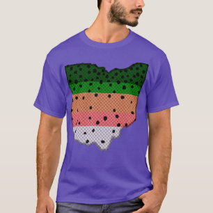 Trout Fishing Rainbow Trout Pattern Ohio State Map T-Shirt