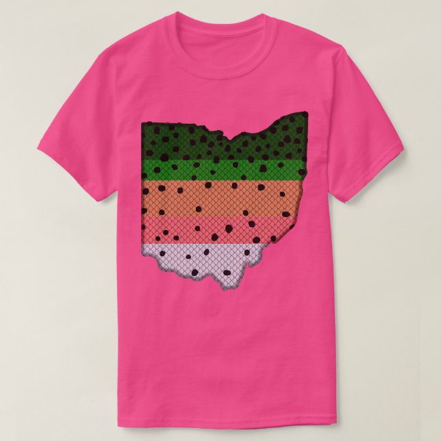 Trout Fishing Rainbow Trout Pattern Ohio State Map T-Shirt (Design Front)