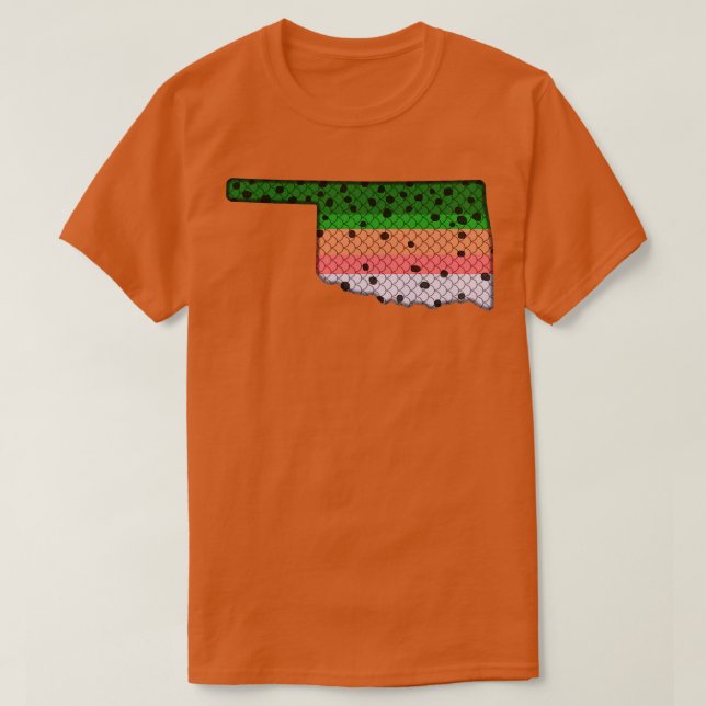 Trout Fishing Rainbow Trout Pattern Oklahoma State T-Shirt (Design Front)