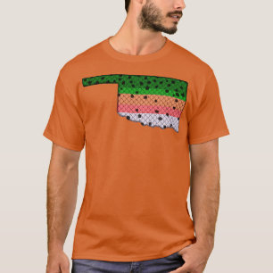 Trout Fishing Rainbow Trout Pattern Oklahoma State T-Shirt