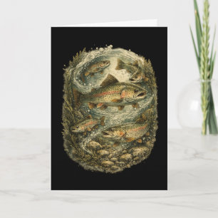Trout Fishing Vintage Trout Fishing Fly Fishing  Card