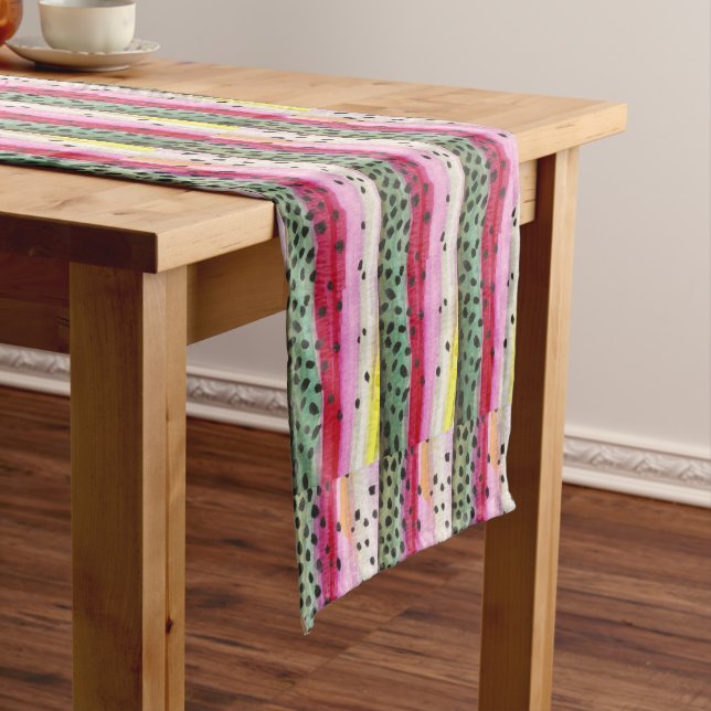 Trout Fishing Woman 108" x 16 Long Table Runner (In Situ)