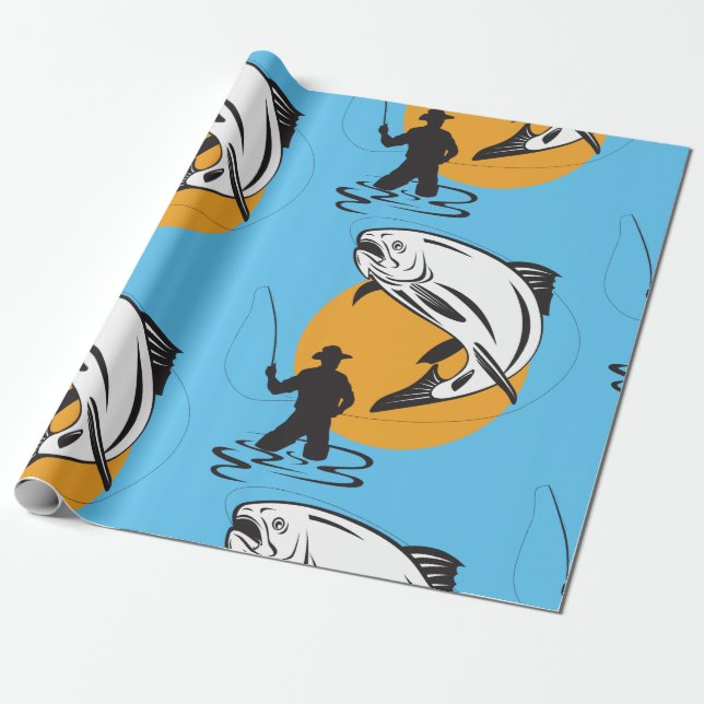 Trout Fishing Wrapping Paper (Unrolled)