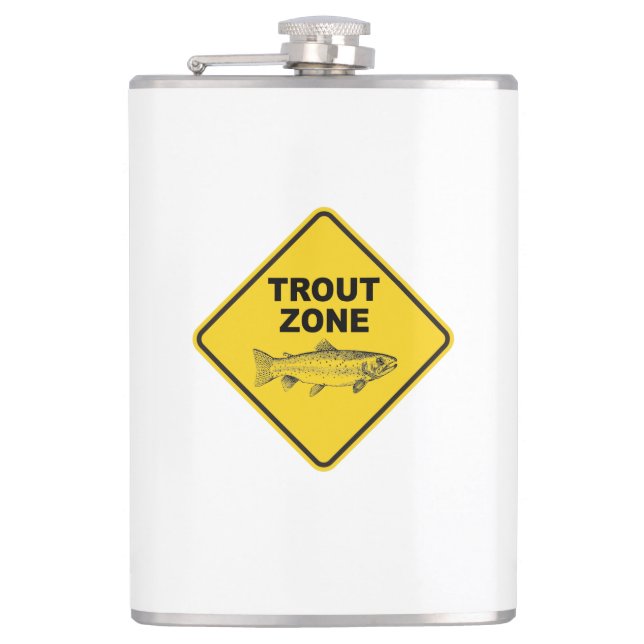 Trout Fishing Zone Hip Flask (Front)