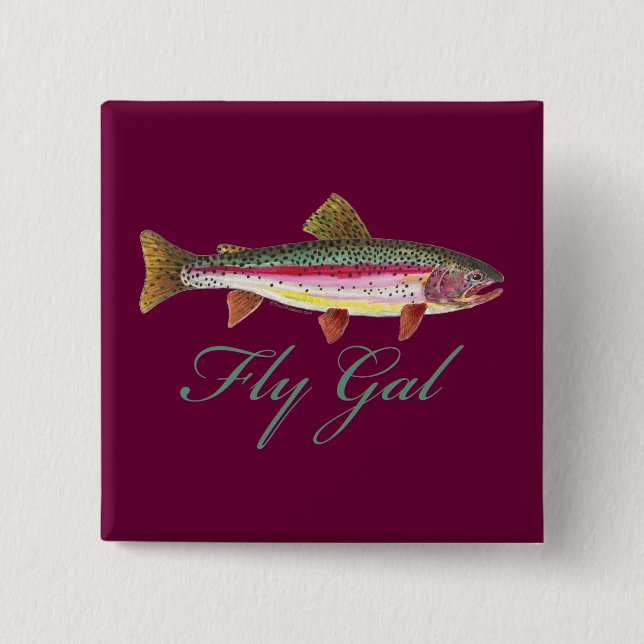 Trout Fly Fishing 15 Cm Square Badge (Front)