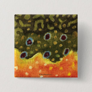 Trout Fly Fishing 15 Cm Square Badge