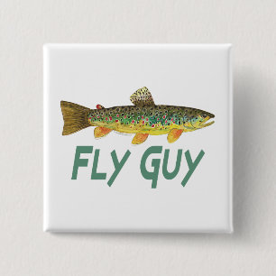 Trout Fly Fishing 15 Cm Square Badge