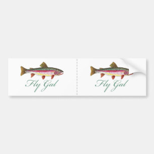 Trout Fly Fishing Bumper Sticker