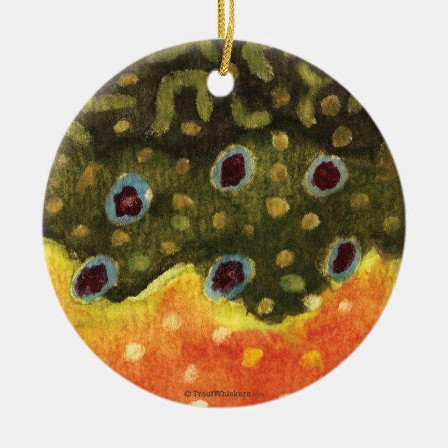 Trout Fly Fishing Ceramic Tree Decoration (Front)