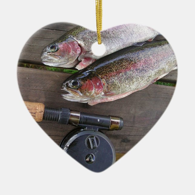 Trout Fly Fishing Ceramic Tree Decoration (Front)