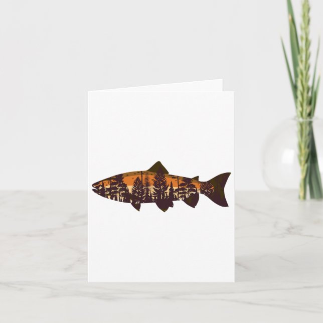 Trout Fly Fishing Forest Nature Wildlife Fisherman Card (Front)
