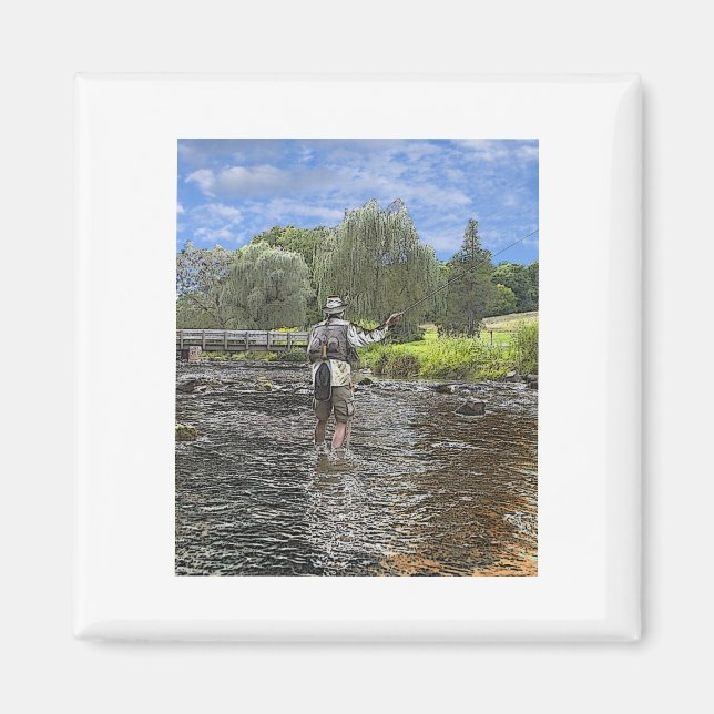 trout fly fishing magnet (Front)