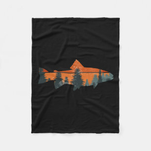Trout Fly Fishing Nature Outdoor Fisherman Gift Fleece Blanket