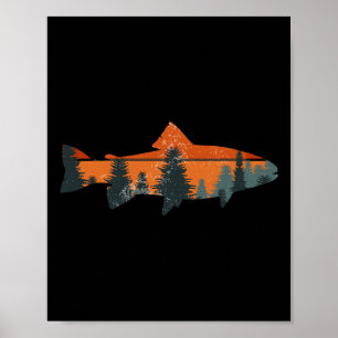 Trout Fly Fishing Nature Outdoor Fisherman Gift Poster