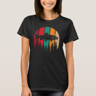 Trout Fly Fishing Nature Outdoor Retro Sunset T-Shirt