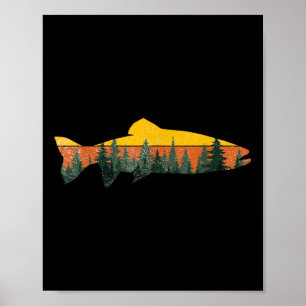Trout Fly Fishing Outdoor Forest Nature Wildlife F Poster