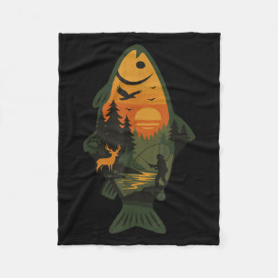 Trout Fly Fishing Outdoor Forest Nature Wildlife S Fleece Blanket