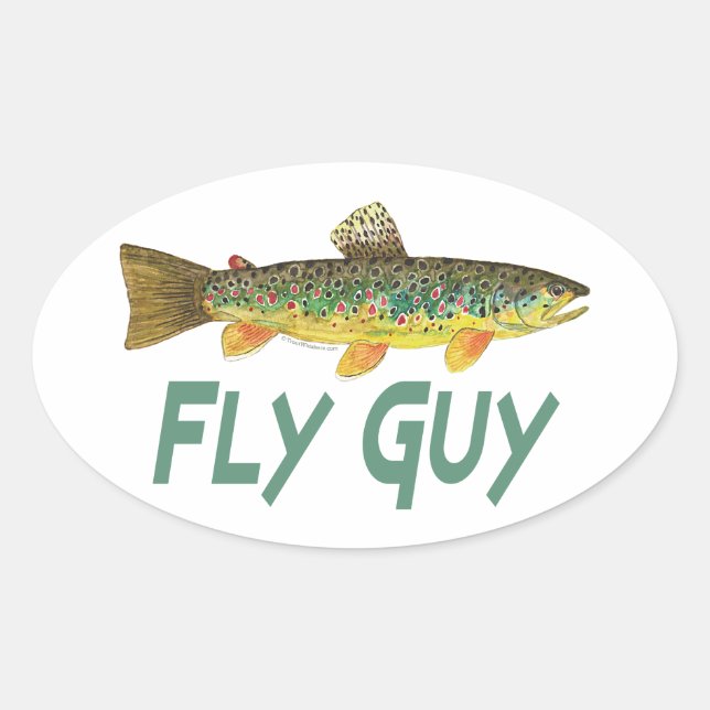 Trout Fly Fishing Oval Sticker (Front)