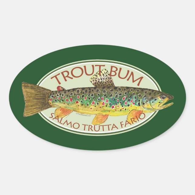 Trout Fly Fishing Oval Sticker (Front)