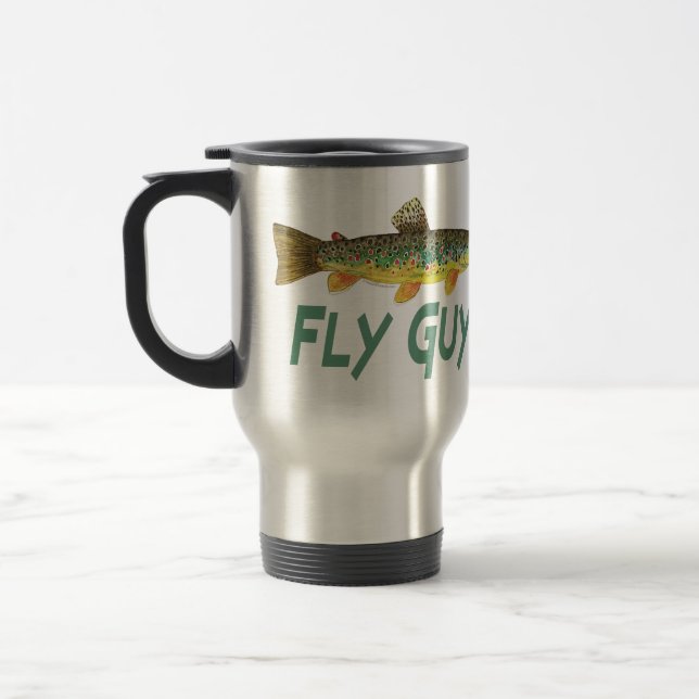 Trout Fly Fishing Travel Mug (Left)