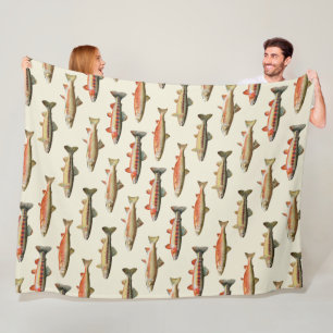 Trout Galore Cream Fleece Blanket