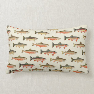 Trout Galore Cream Lumbar Cushion