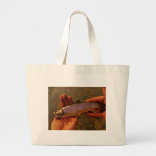Trout in Hands Large Tote Bag