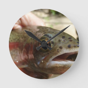 Trout in Hands Round Clock