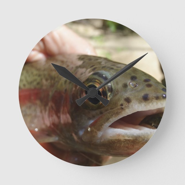 Trout in Hands Round Clock (Front)