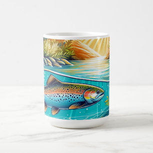 Trout in Lush Underwater Stream Wildlife Coffee Mug