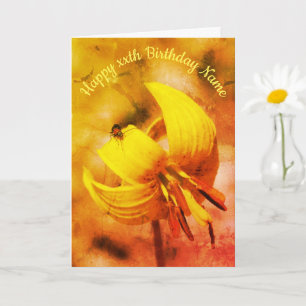 Trout Lily And Friend Art Personalised Birthday  Card