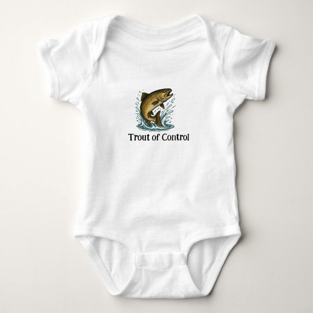 Trout of Control Baby One-Piece Bodysuit (Front)