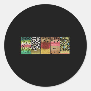 Trout Pattern Art Rainbow Brown Golden Cutthroat B Classic Round Sticker