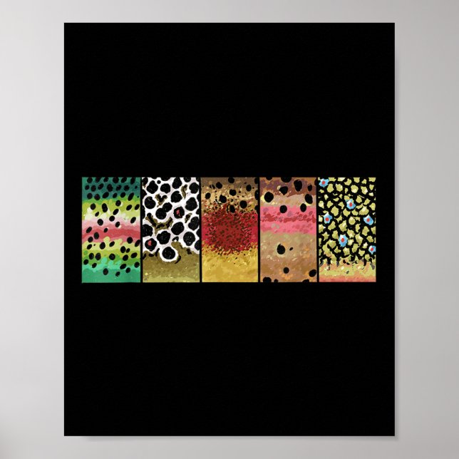 Trout Pattern Art Rainbow Brown Golden Cutthroat B Poster (Front)