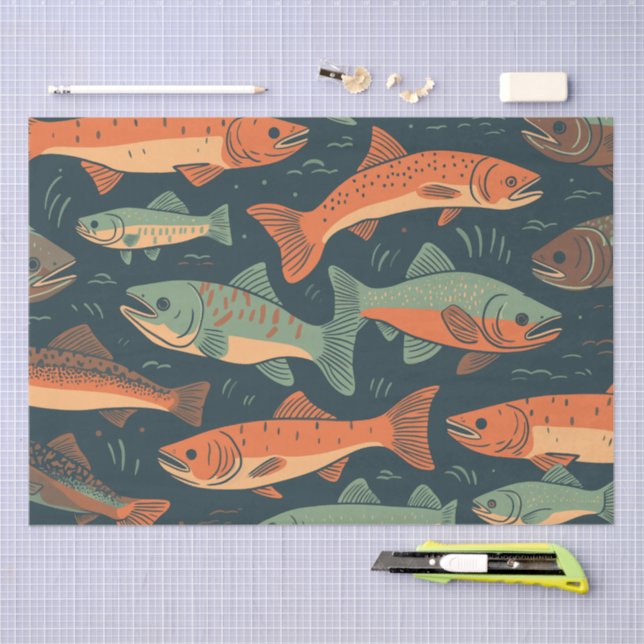 Trout Pattern Tissue Paper (Craft)