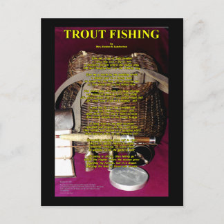 TRout Poem- Rod, reel and creel Postcard