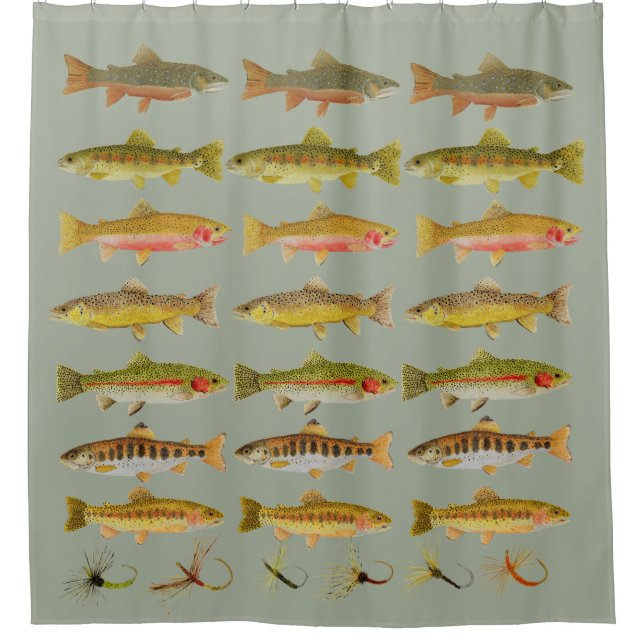 Trout Shower Curtain (Front)