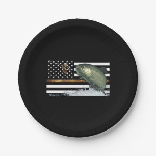 Trout: Thin Line Flag Paper Plate